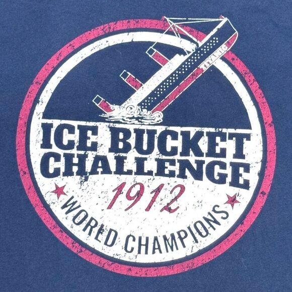 Ice Bucket Challenge 1912 Graphic T-Shirt Navy Blue Crew Neck Soft Short Sleeve - Picture 1 of 4